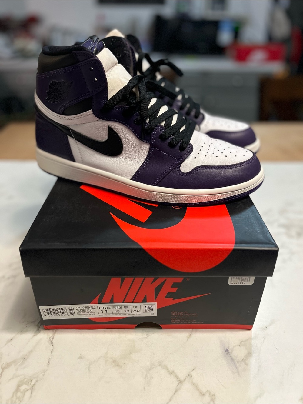 Nike Air Jordan 1 High - Court Purple, White, Black